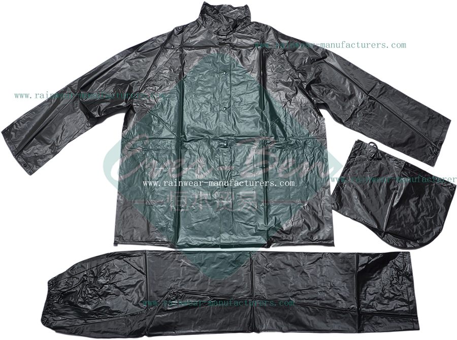 Black PVC Heavy Duty Rain Gear-Black PVC Raincoat-China Black PVC Plastic Macs Adults